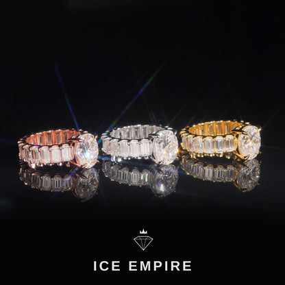 Iced Out Gold Plated Moissanite Wedding Band