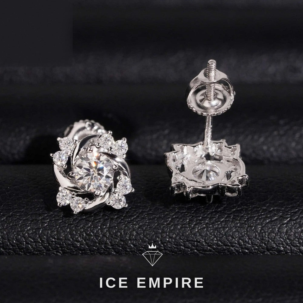Iced Out 14K Gold Moissanite Stud Earrings