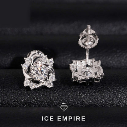 Iced Out 14K Gold Moissanite Stud Earrings
