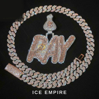 Iced Out Baguette Rose Gold Plated Pendant