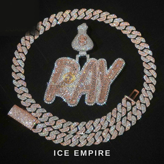 Iced Out Baguette Rose Gold Plated Pendant