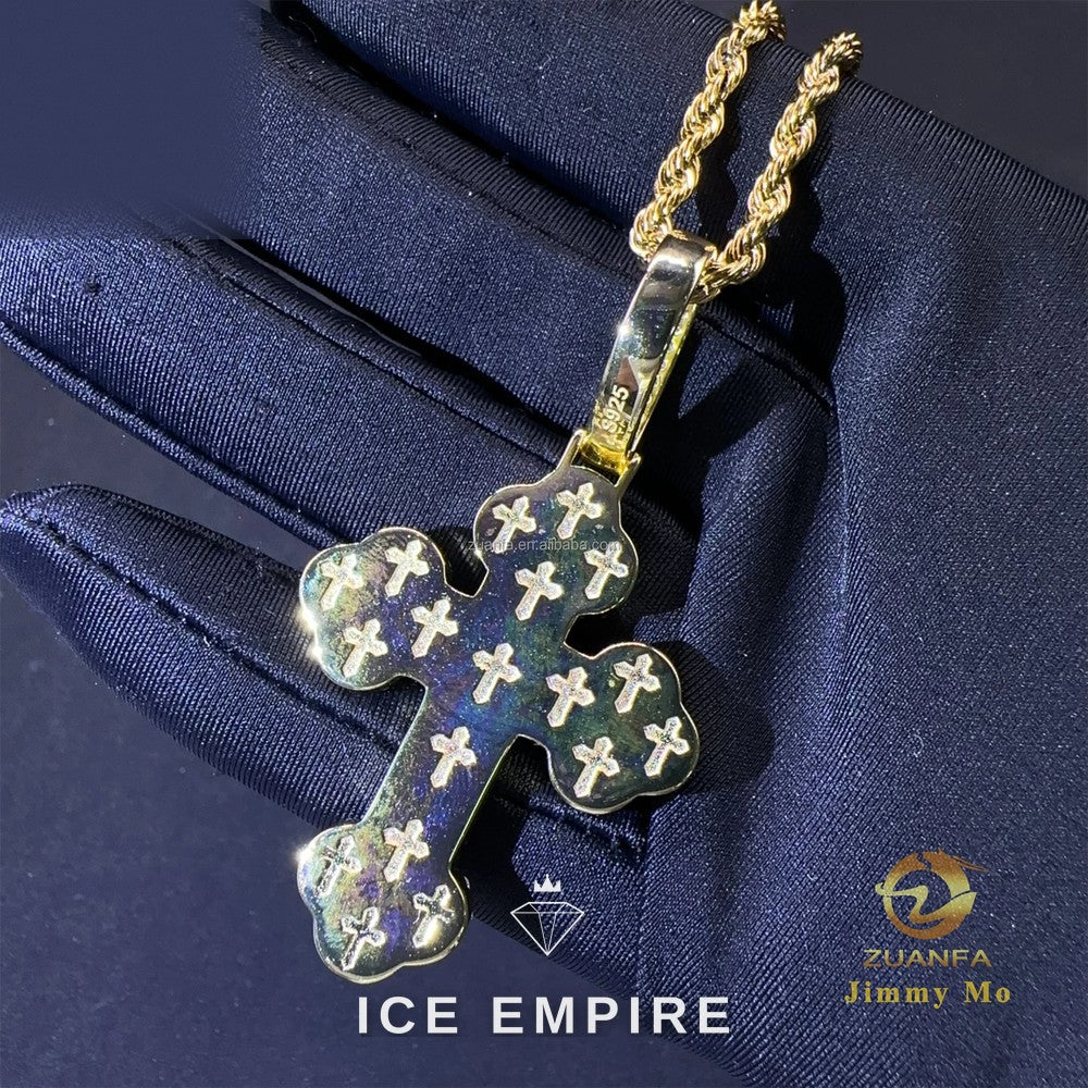 Iced Out Cross 925 Silver Pendant