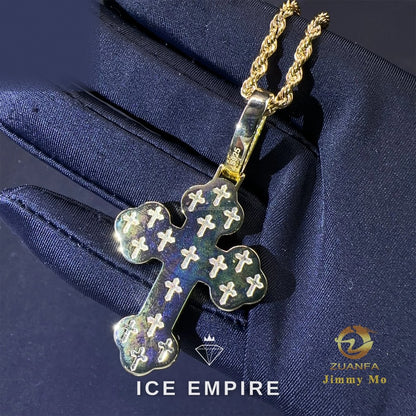 Iced Out Cross 925 Silver Pendant