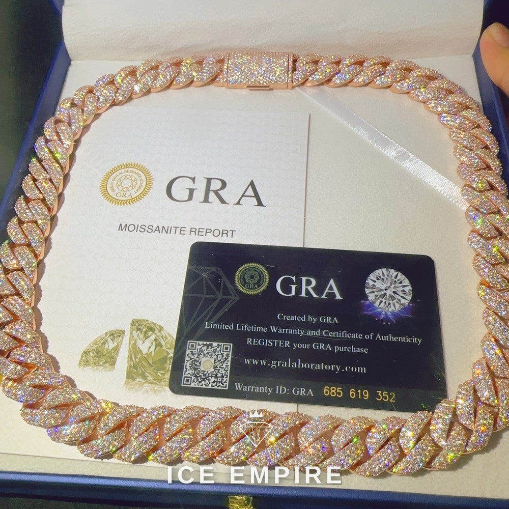 Iced Out Rose Gold Plated Moissanite Cuban Chain