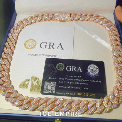 Iced Out Rose Gold Plated Moissanite Cuban Chain