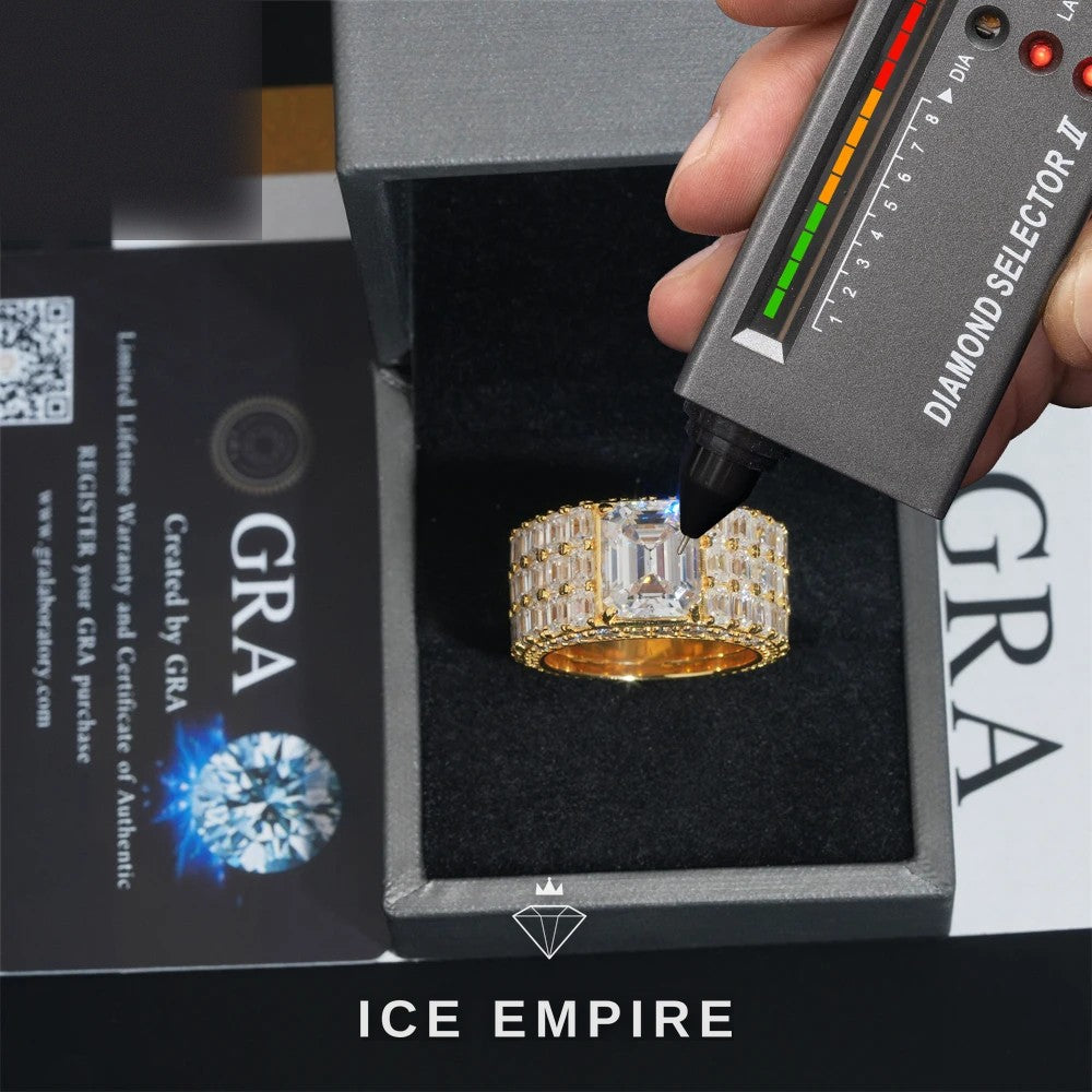Iced Out 925 Silver Moissanite Engagement Ring