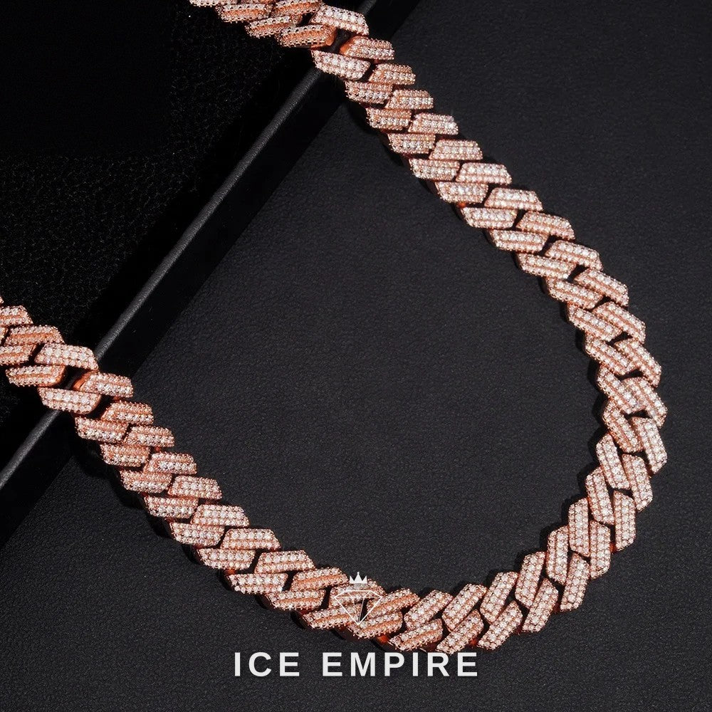 Iced Out Rose Gold Plated Moissanite Cuban Chain