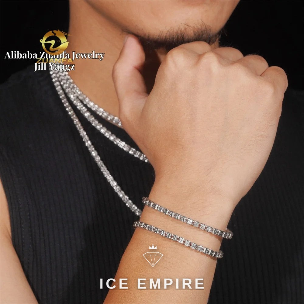 Iced Out Rose Gold Moissanite Cuban Chain