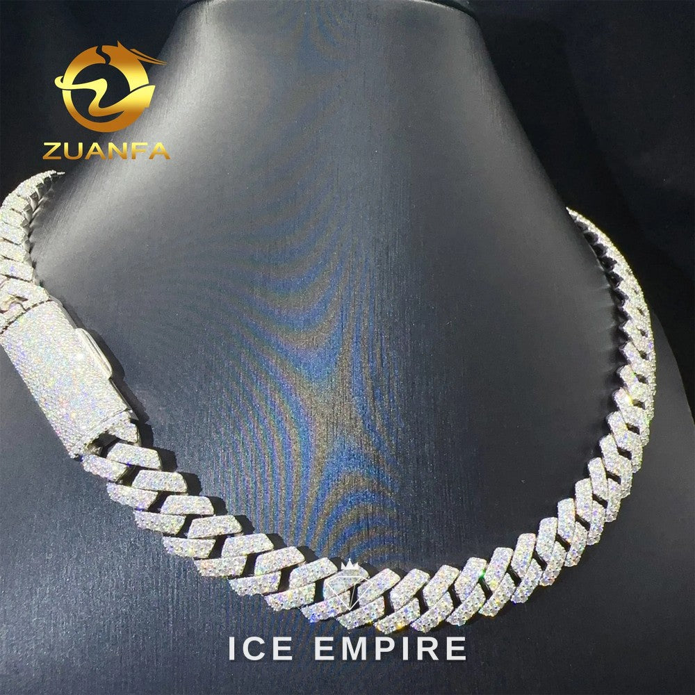 Iced Out 925 Silver Moissanite Cuban Chain