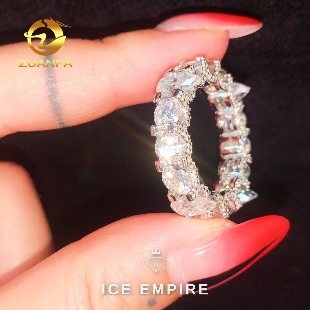Iced Out 925 Silver Moissanite Engagement Ring