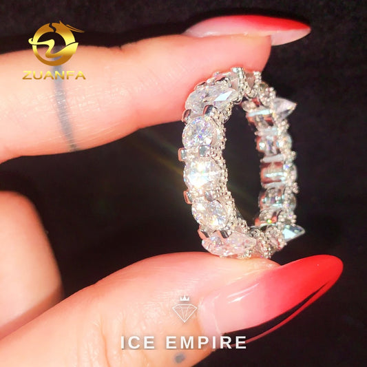 Iced Out 925 Silver Moissanite Engagement Ring