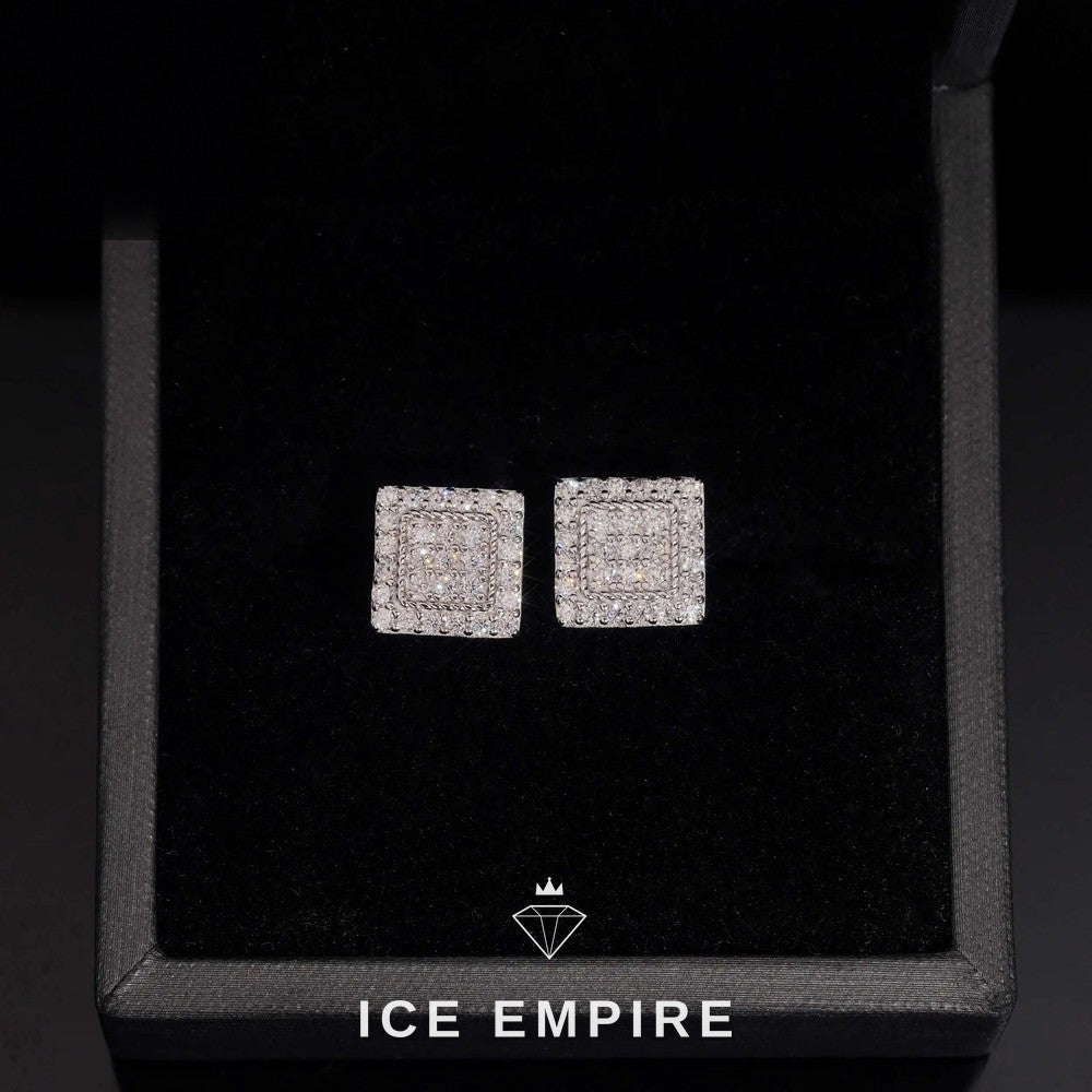 Iced Out Rose Gold Plated Moissanite Stud Earrings