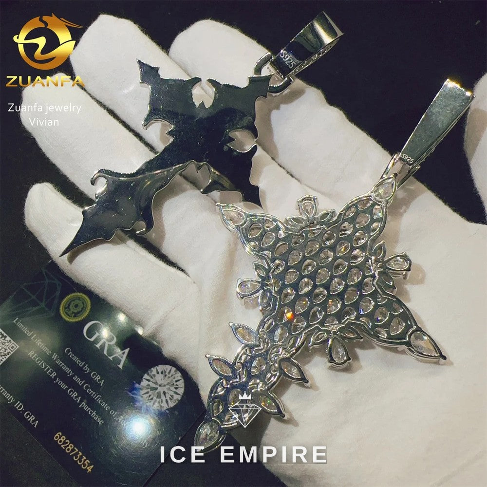 Iced Out Cross 925 Silver Moissanite Pendant
