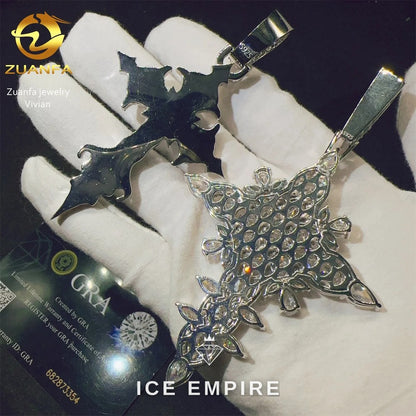 Iced Out Cross 925 Silver Moissanite Pendant