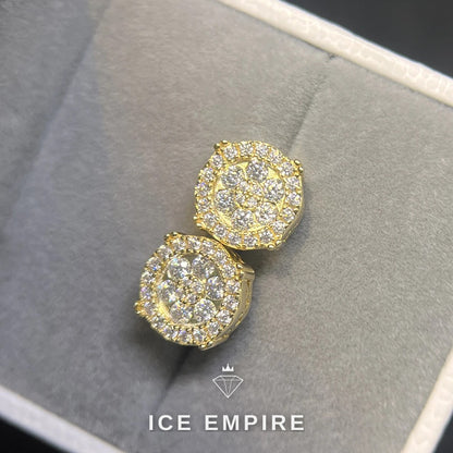 Iced Out Cluster 925 Silver Moissanite Stud Earrings