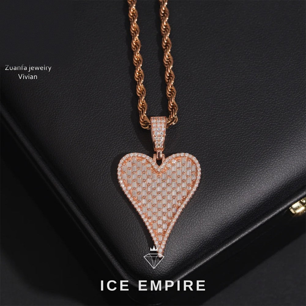 Iced Out Heart 925 Silver Moissanite Pendant