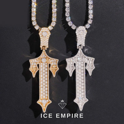 Iced Out Cross 925 Silver Moissanite Pendant