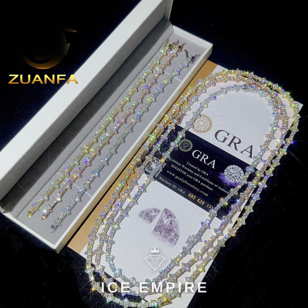 Iced Out Cross Rose Gold Plated Moissanite Cuban Chain