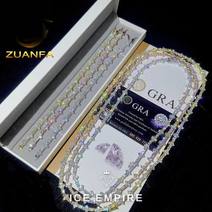 Iced Out Cross Rose Gold Plated Moissanite Cuban Chain