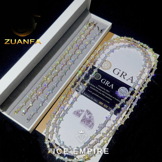 Iced Out Cross Rose Gold Plated Moissanite Cuban Chain