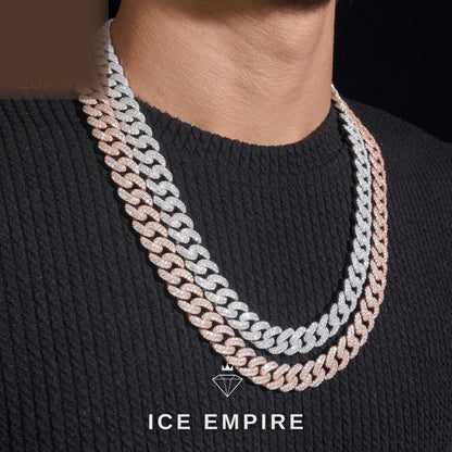 Iced Out Rose Gold Plated Moissanite Cuban Chain