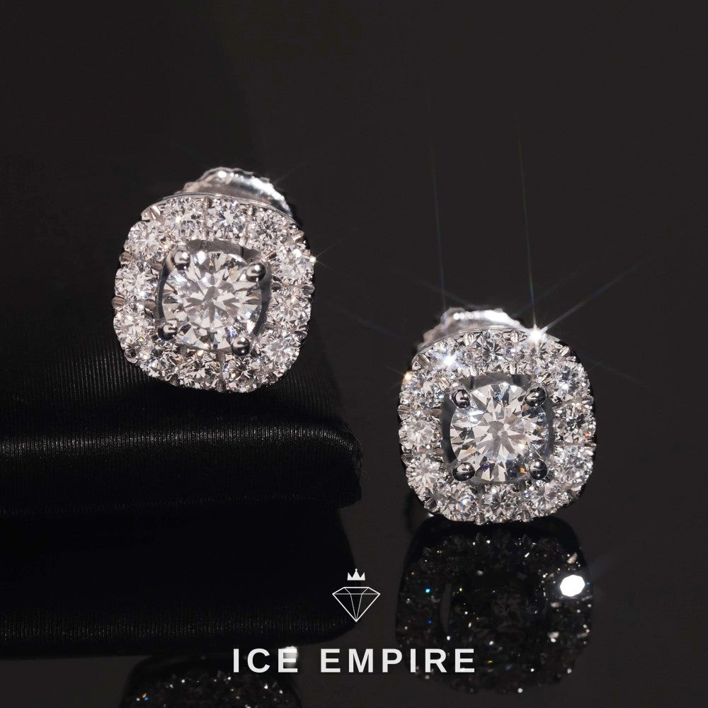 Iced Out Cluster Gold Plated Lab Grown Diamond Stud Earrings