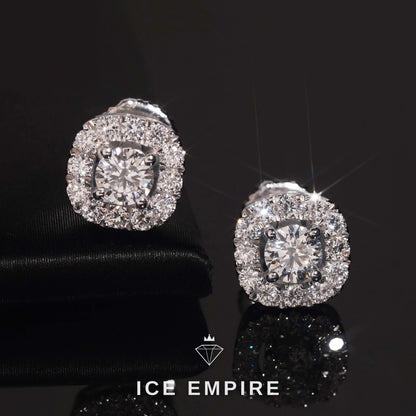 Iced Out Cluster Gold Plated Lab Grown Diamond Stud Earrings
