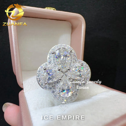 Iced Out 925 Silver Moissanite Ring