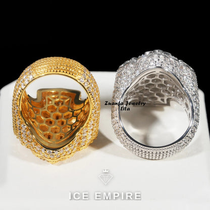 Iced Out Cross 925 Silver Moissanite Ring