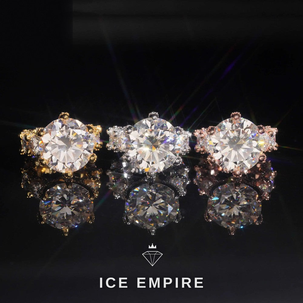 Iced Out Gold Plated Moissanite Engagement Ring