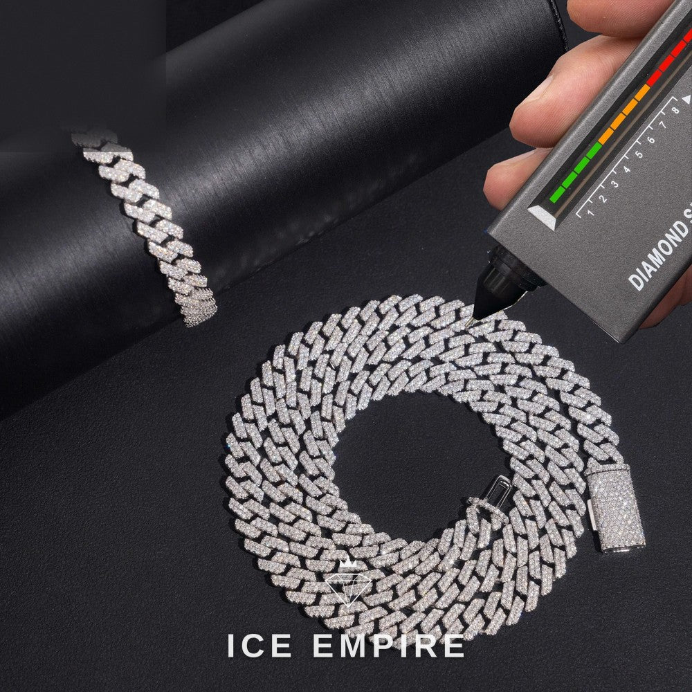 Iced Out 925 Silver Moissanite Cuban Chain
