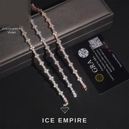 Iced Out 925 Silver Moissanite Tennis Chain