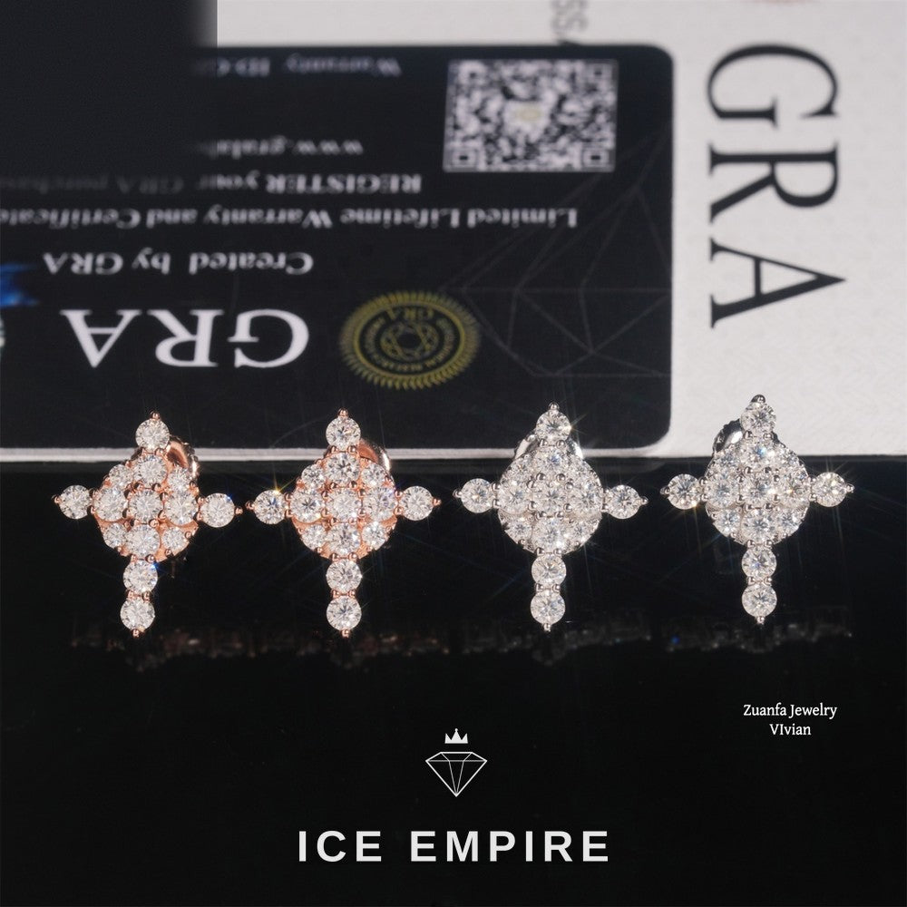 Iced Out Gold Plated Moissanite Stud Earrings