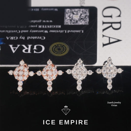Iced Out Gold Plated Moissanite Stud Earrings