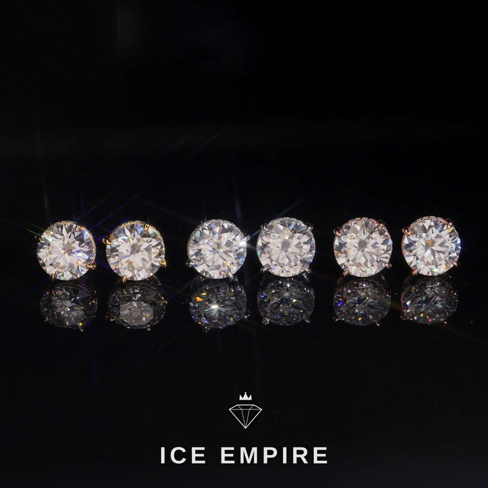Iced Out 18K Gold Moissanite Stud Earrings