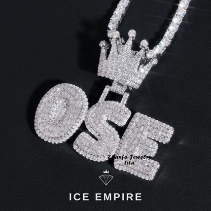 Iced Out Baguette 925 Silver Pendant