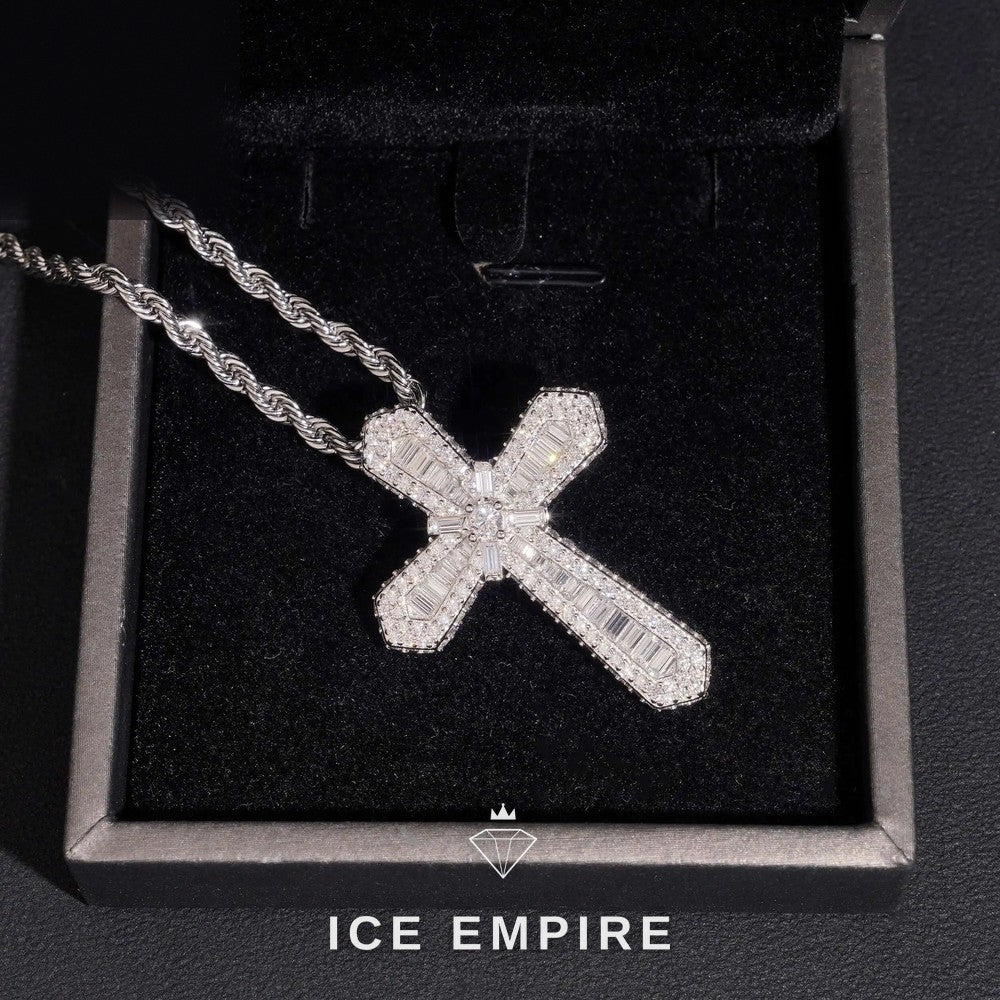Iced Out Cross Gold Plated Moissanite Pendant