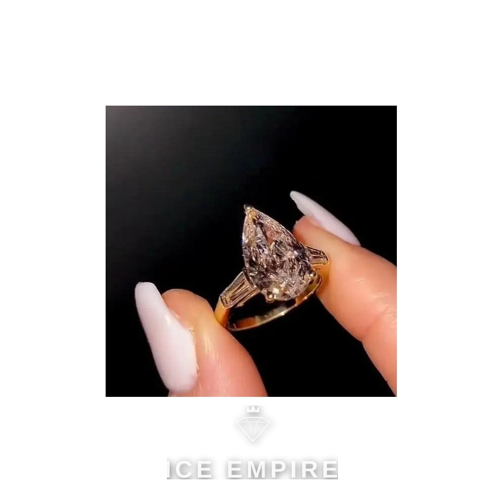 Iced Out 18K Gold Moissanite Engagement Ring