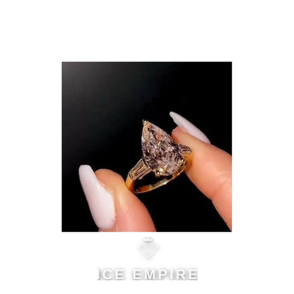 Iced Out 18K Gold Moissanite Engagement Ring