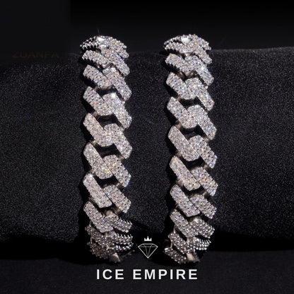 Iced Out 925 Silver Moissanite Cuban Chain