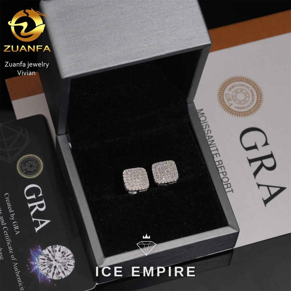 Iced Out 925 Silver Moissanite Earrings