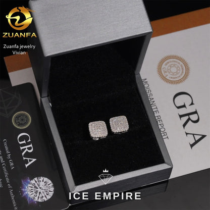 Iced Out 925 Silver Moissanite Earrings