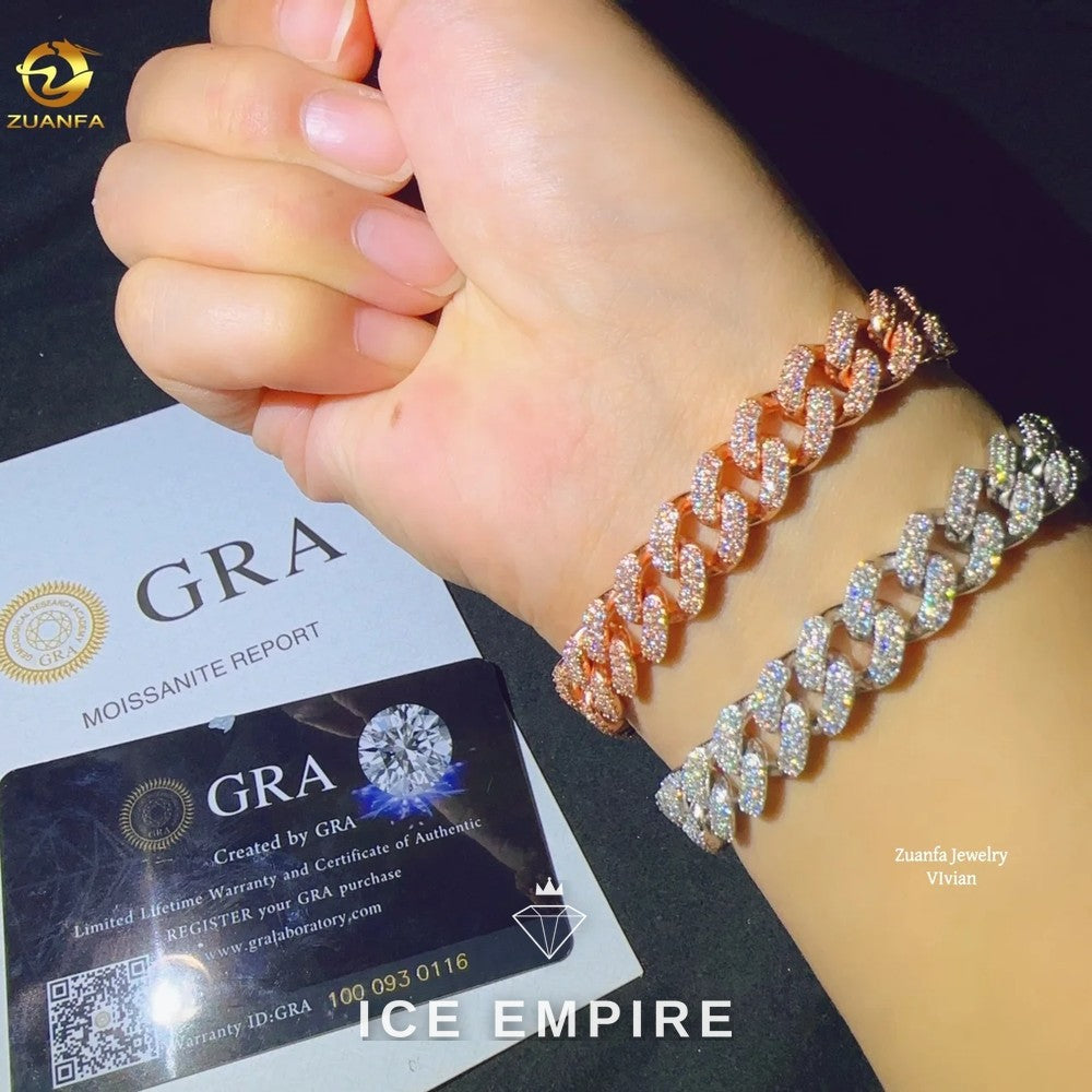 Iced Out 925 Silver Moissanite Cuban Chain
