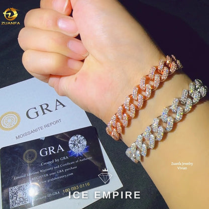 Iced Out 925 Silver Moissanite Cuban Chain