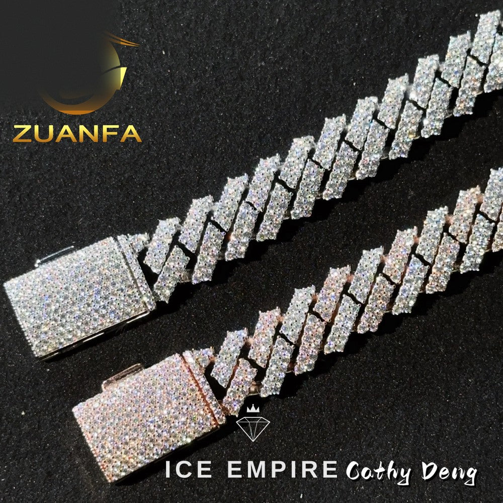 Iced Out Rose Gold Plated Moissanite Cuban Chain