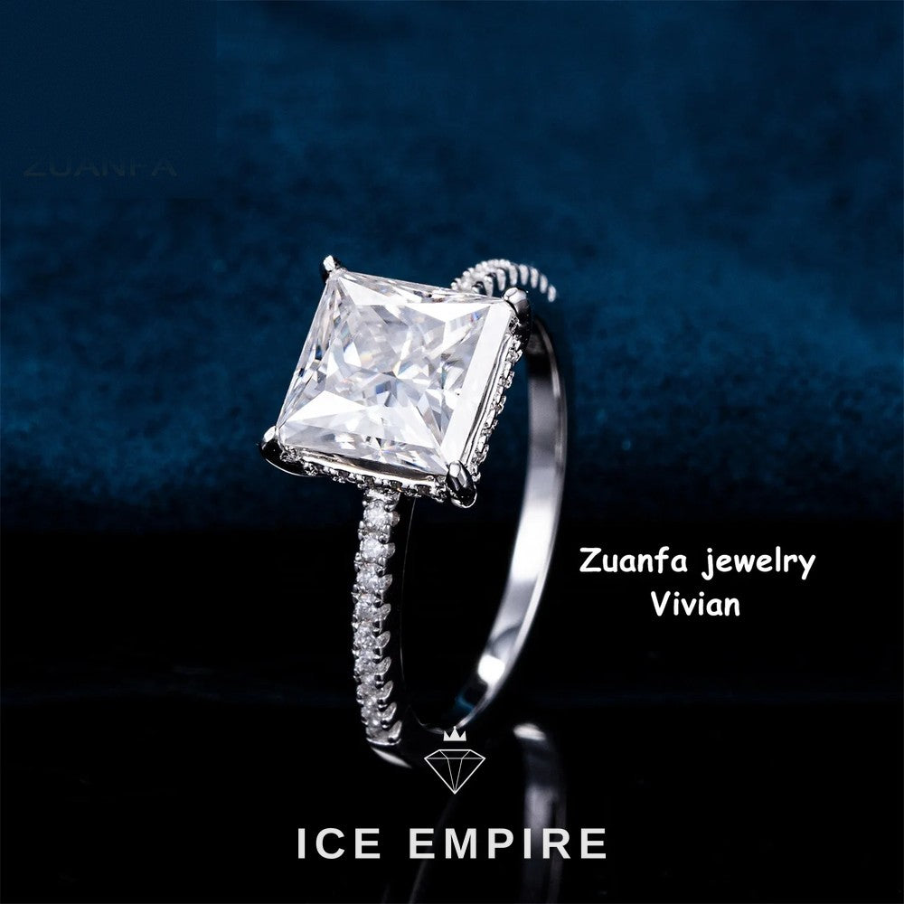 Iced Out 925 Silver Moissanite Wedding Band