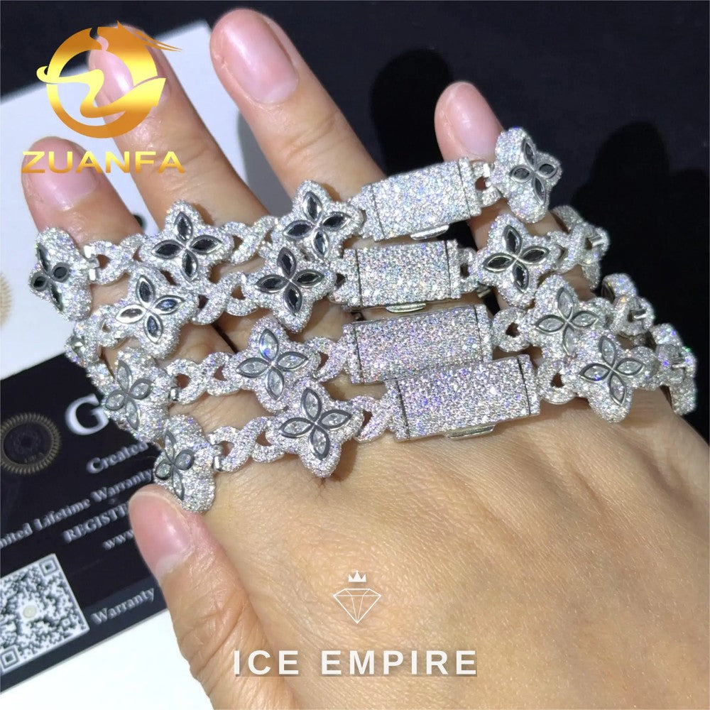 Iced Out 925 Silver Moissanite Cuban Chain
