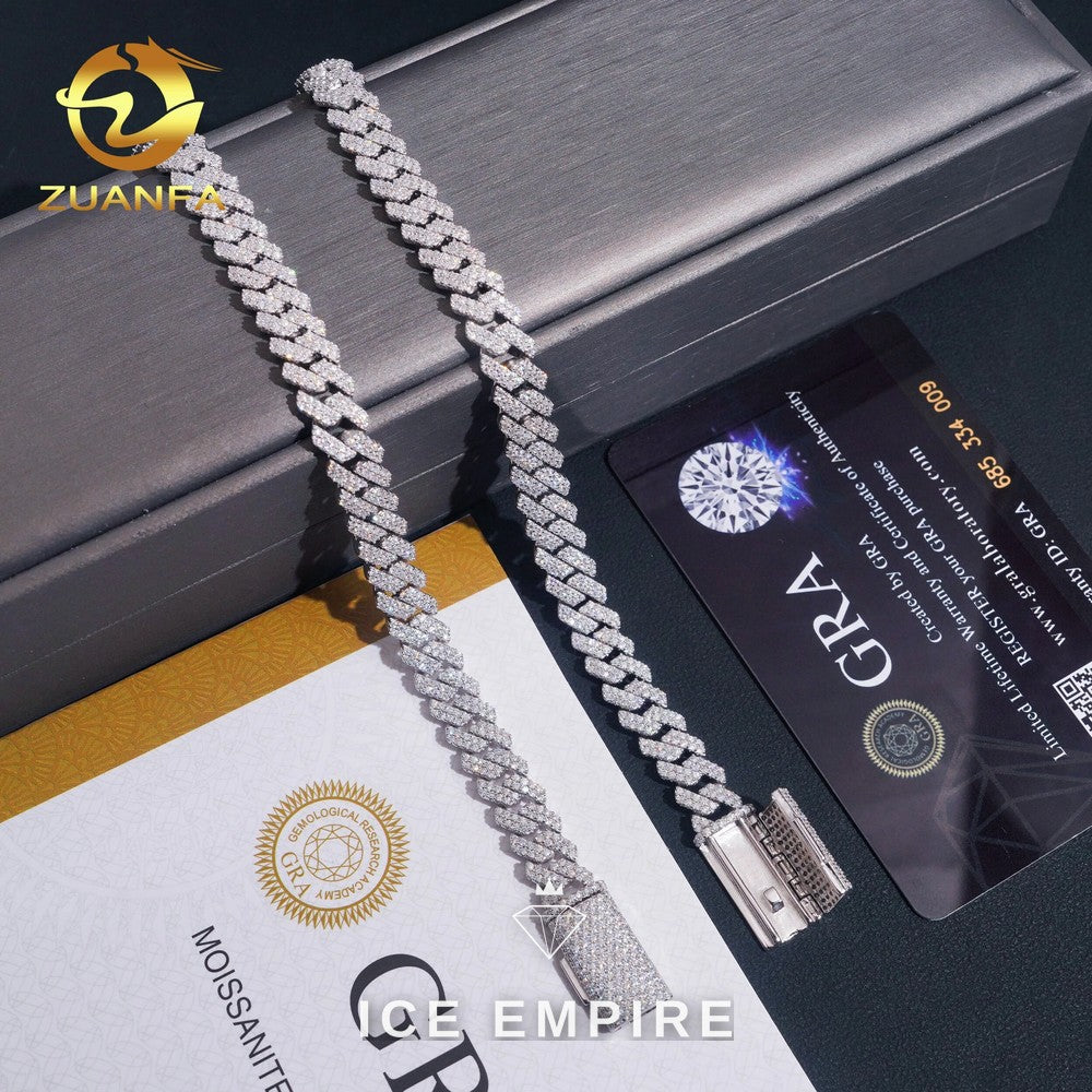 Iced Out 925 Silver Moissanite Cuban Chain