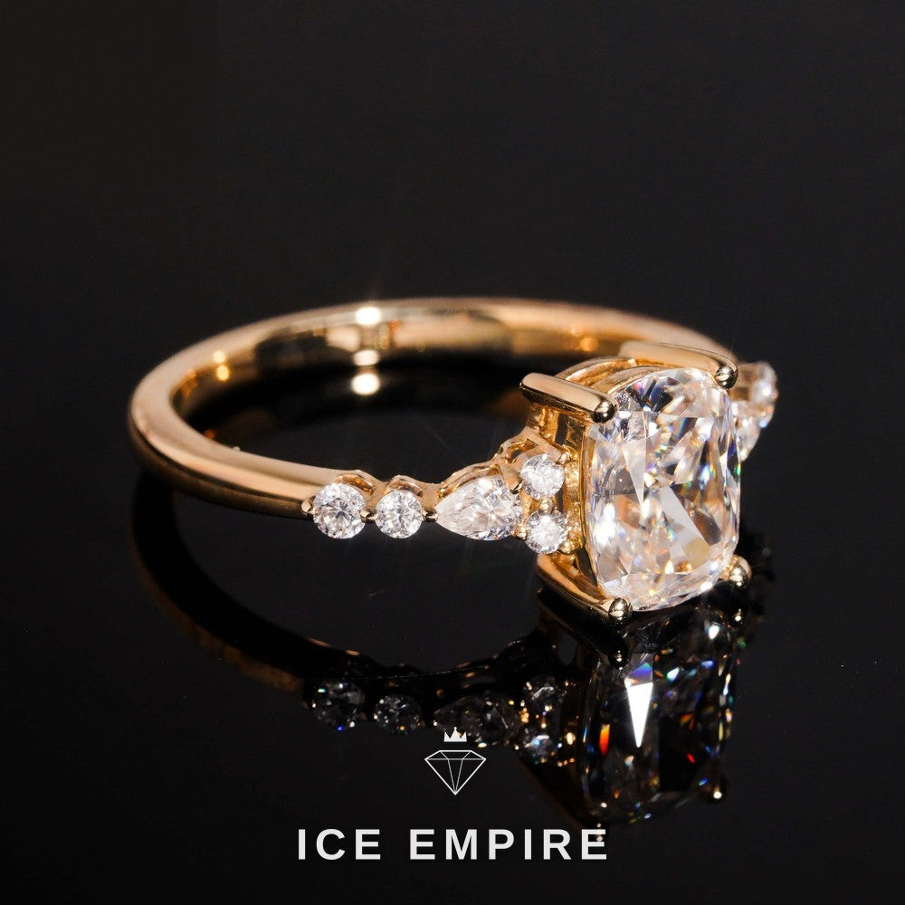 Iced Out 10K Gold Moissanite Engagement Ring