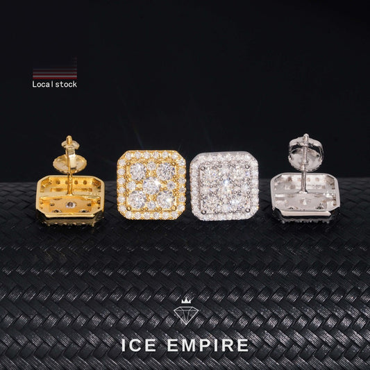 Iced Out Rose Gold Plated Moissanite Earrings
